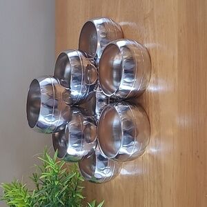 HAMMERED Design Silver Tone Napkin Rings, Set of 8